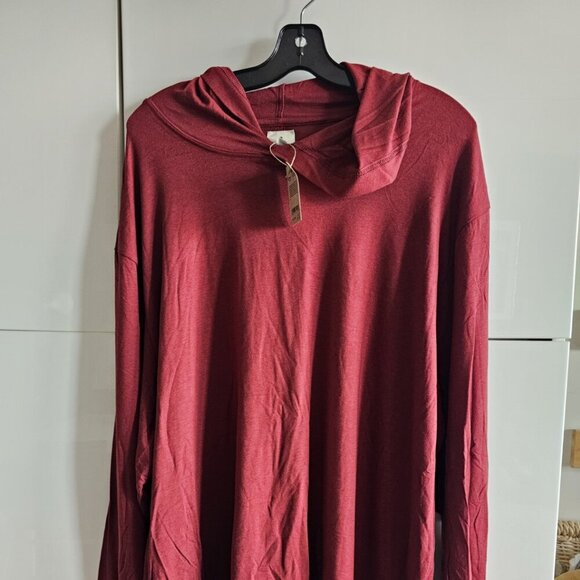 New Men's Long Sleeve UV Jersey Cotton Oversized Hoodie Burgandy - Picture 3 of 3